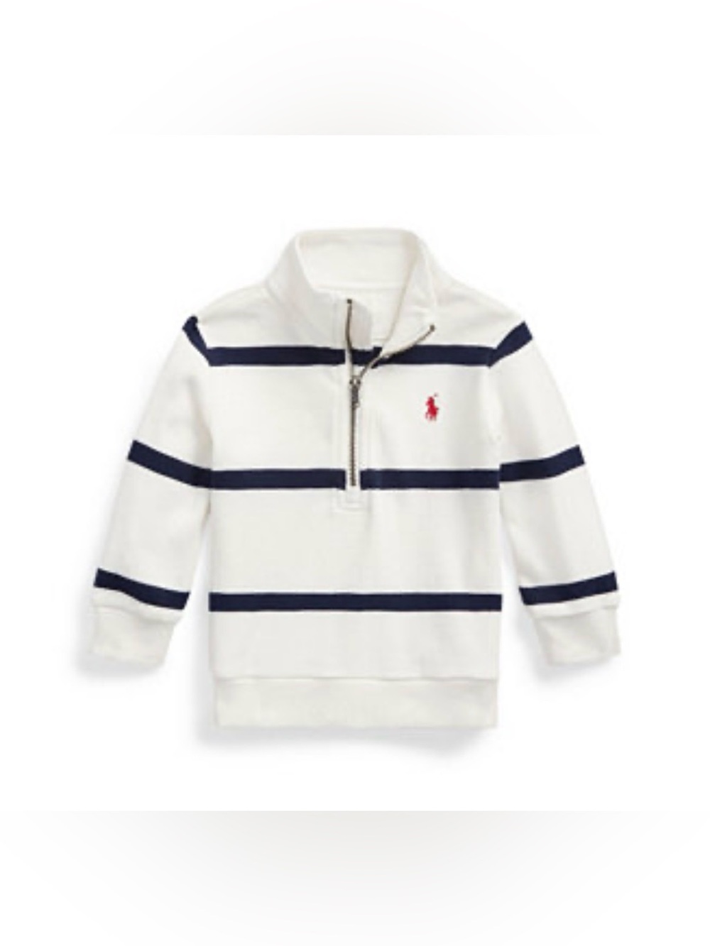 Ralph Lauren Baby White Pullover with Navy Stripes